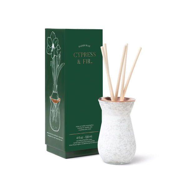 paddywax Cypress + Fir - 4 oz White Dusted Flora Bulb Diffuser