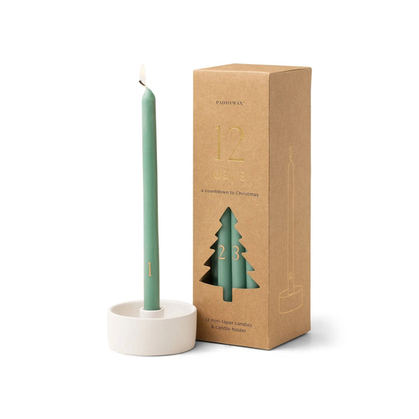 paddywax Cypress + Fir Taper 12 Days of Christmas Countdown Candle Set