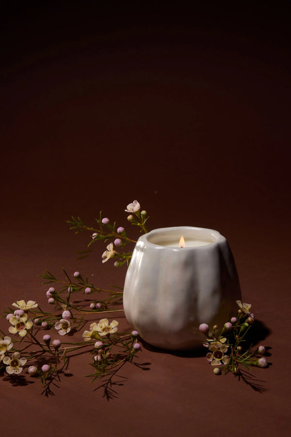 Paddywax Flaming Pumpkin - White Metallic Pumpkin Candle