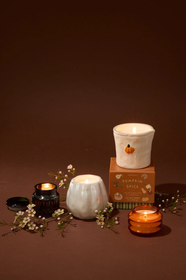 Paddywax Flaming Pumpkin - White Metallic Pumpkin Candle
