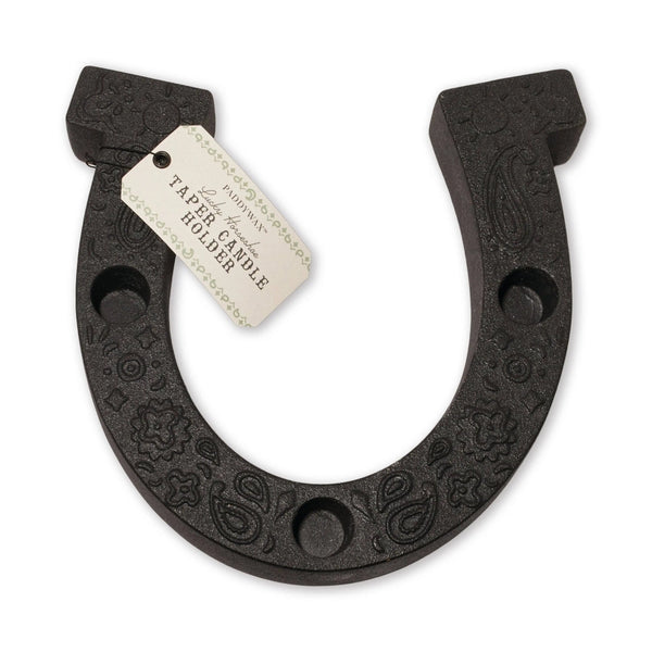 paddywax Nashville Black Ceramic Horseshoe Taper Holder w/ Hangtag