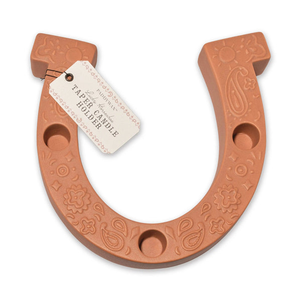 paddywax Nashville Terracotta Ceramic Horseshoe Taper Holder w/ Hangtag