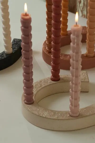 Paddywax Nashville White Ceramic Horseshoe Taper Holder W/ Hangtag