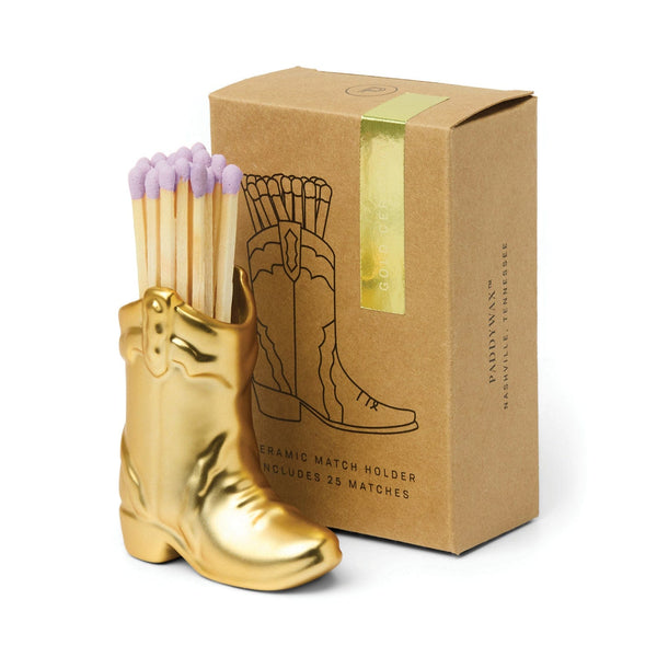 paddywax Cowboy Boot Match Holder - Gold Metallic