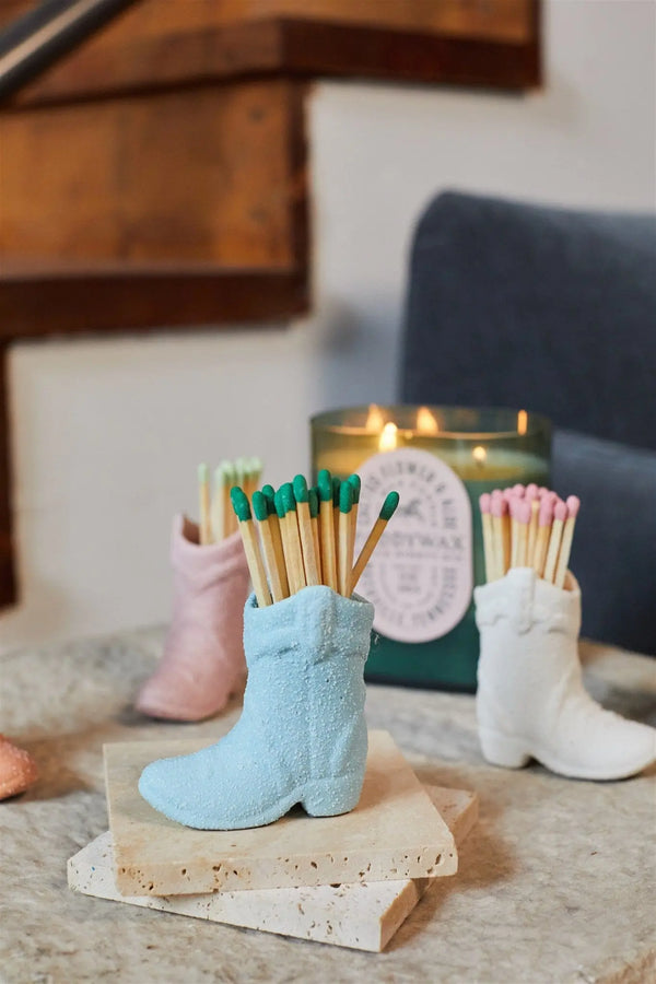 Paddywax Cowboy Boot Match Holder - Light Blue
