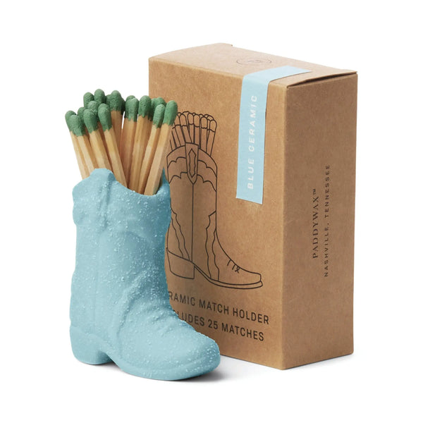 paddywax Cowboy Boot Match Holder - Light Blue
