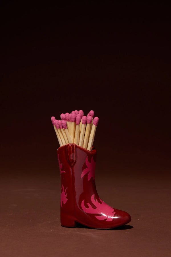 Paddywax Cowboy Boot Match Holder - Red & Pink Flame