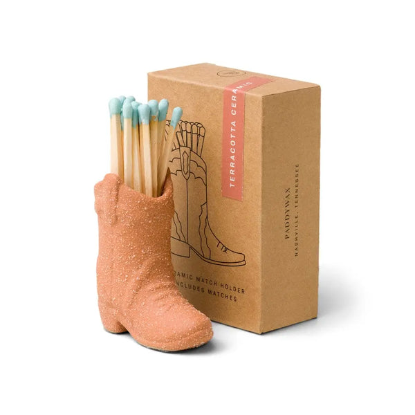 paddywax Cowboy Boot Match Holder - Terracotta