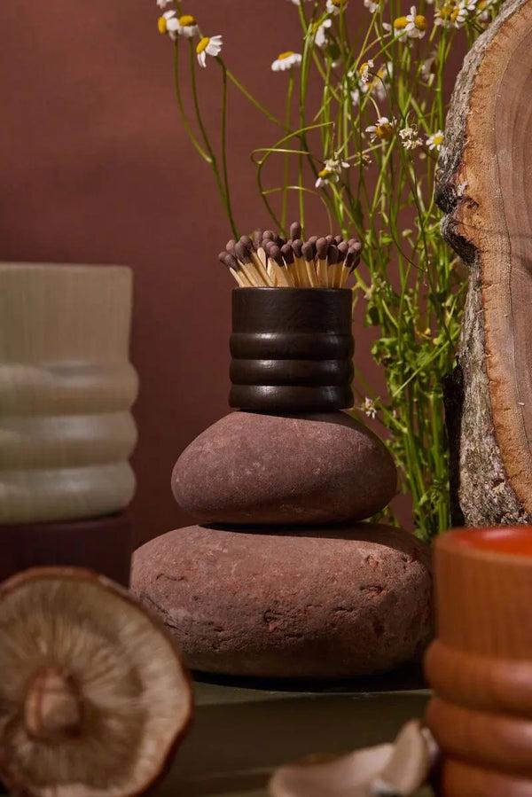 Paddywax Dark Brown Ceramic Wood Match Holder