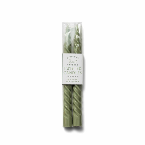 paddywax Forest Green Twisted Taper Candles