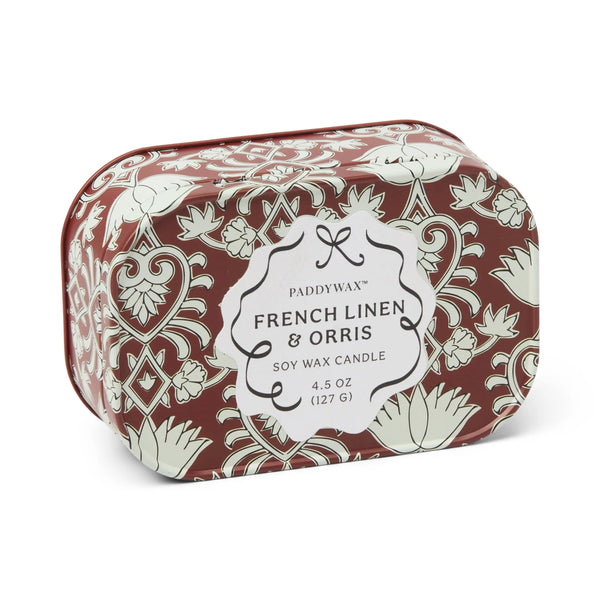 paddywax French Linen & Orris - 4.5 oz Tin Candle