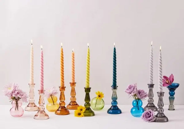 Paddywax Tall Glass Taper Holder - Black