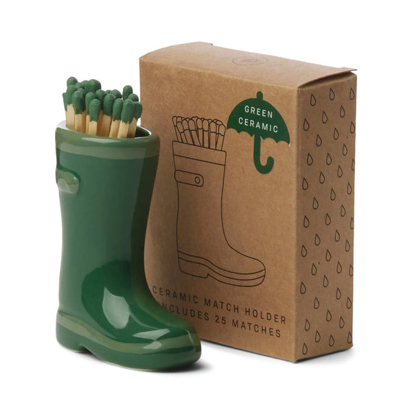 paddywax Wellington Boot Matches - Dark Green