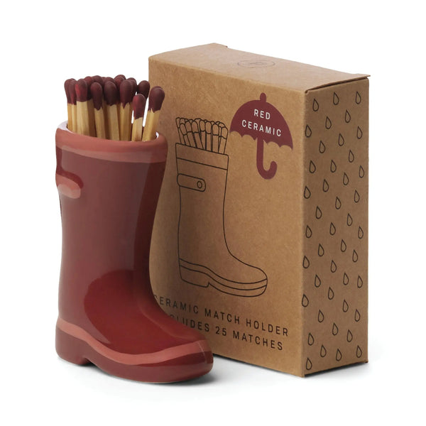 paddywax Wellington Boot Matches - Dark Red