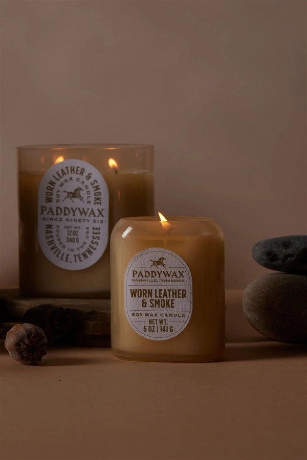 Paddywax Worn Leather + Smoke - 12 Oz Candle