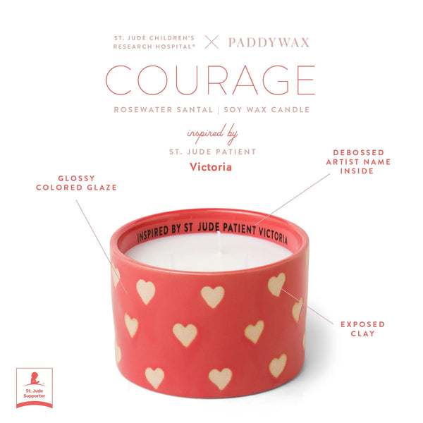 Paddywax Rosewater Santal - St. Jude Giveback "Courage" 11 Oz. Candle