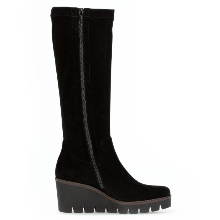 Padmore & Barnes Gabor Ladies Knee High Boot – Black Suede