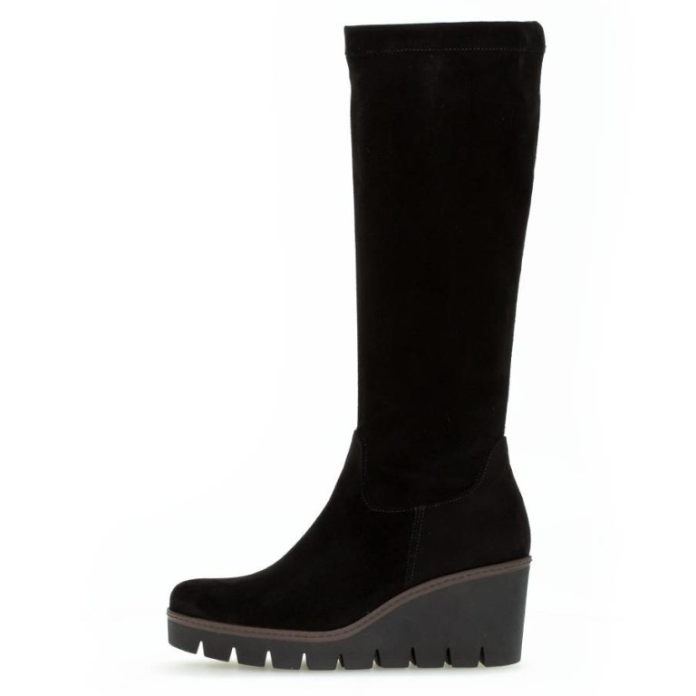 Padmore & Barnes Gabor Ladies Knee High Boot – Black Suede