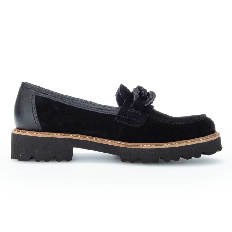 Padmore & Barnes Gabor Ladies Slip On Shoe – Black Suede