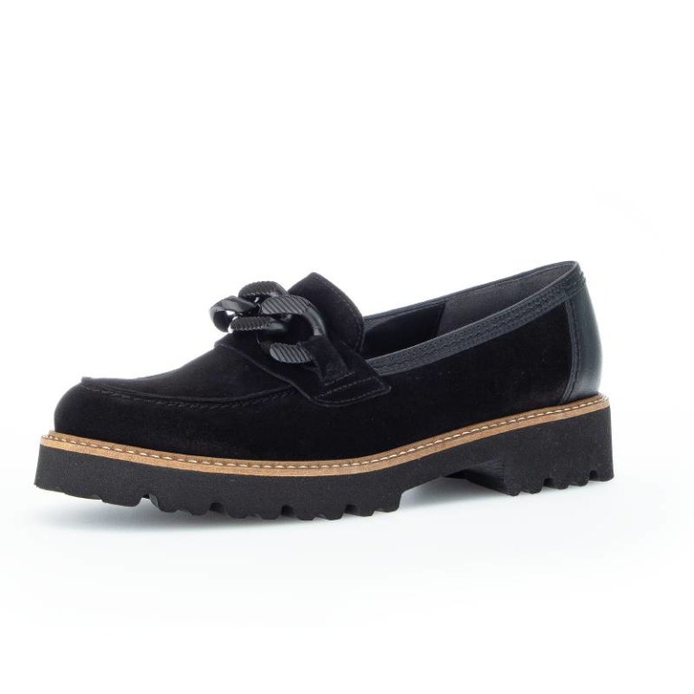 padmore & barnes Gabor Ladies Slip On Shoe – Black Suede