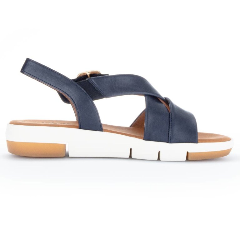Padmore & Barnes Gabor Ladies Velcro Low Wedge Sandal – Navy