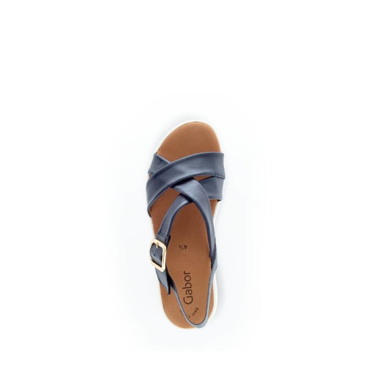 Padmore & Barnes Gabor Ladies Velcro Low Wedge Sandal – Navy