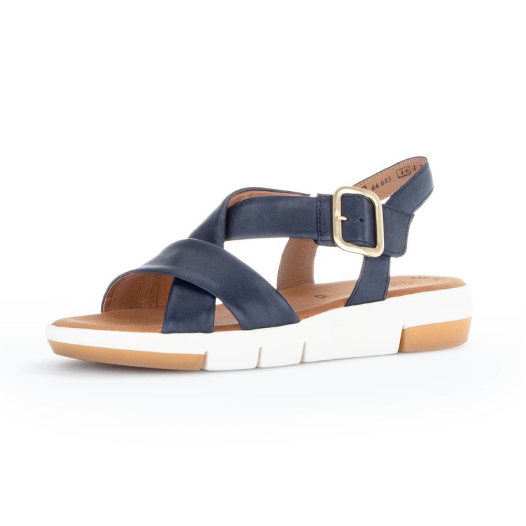 padmore & barnes Gabor Ladies Velcro Low Wedge Sandal – Navy