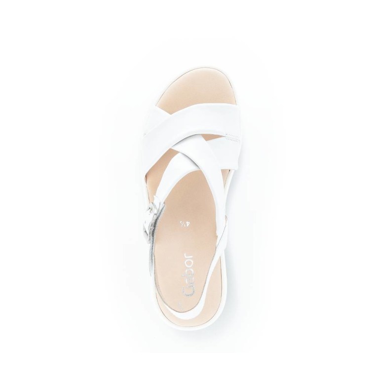 Padmore & Barnes Gabor Ladies Velcro Low Wedge Sandal – White