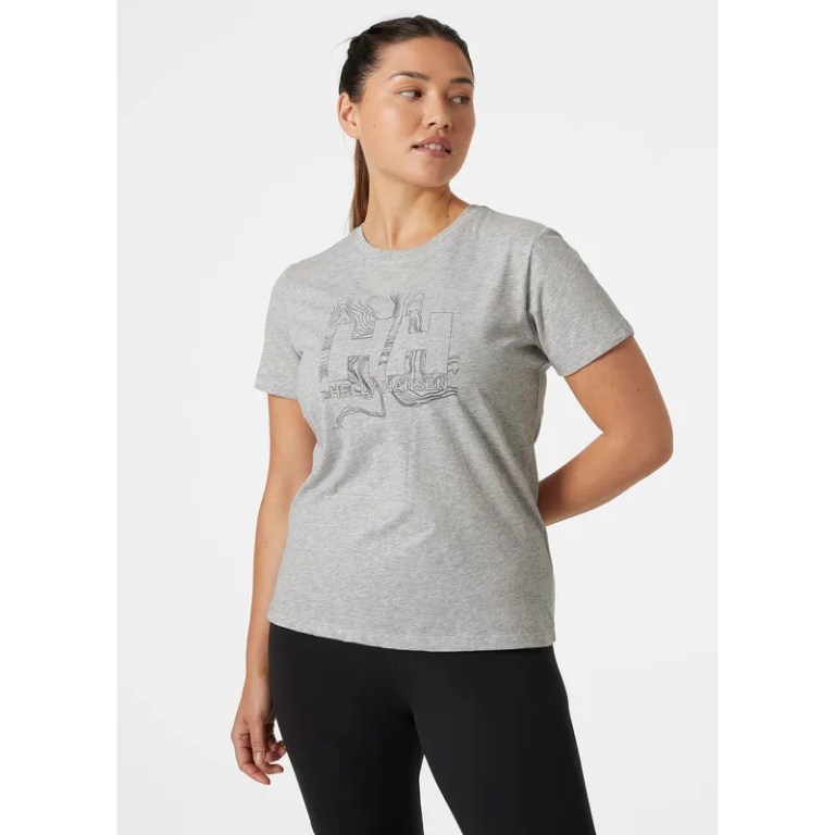 Padmore & Barnes Helly Hansen Ladies Tech Logo T-Shirt – Grey Melange
