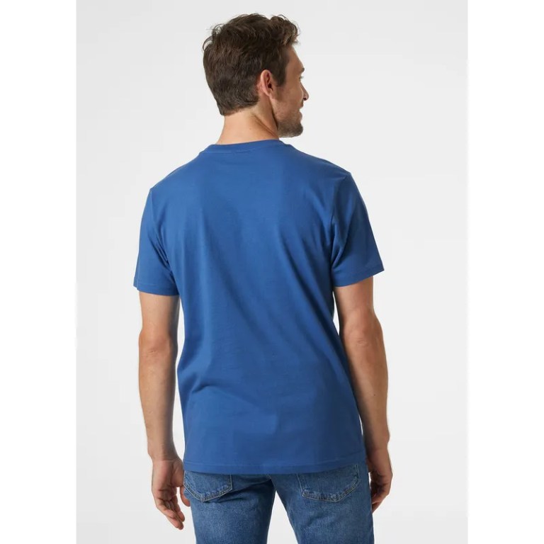 Padmore & Barnes Helly Hansen Mens Box T-Shirt – Azurite Blue