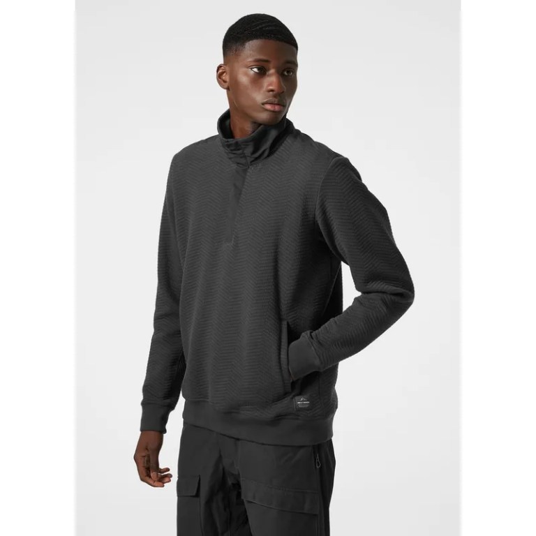 Padmore & Barnes Helly Hansen Mens Lillo Snap Outdoor Sweater – Ebony