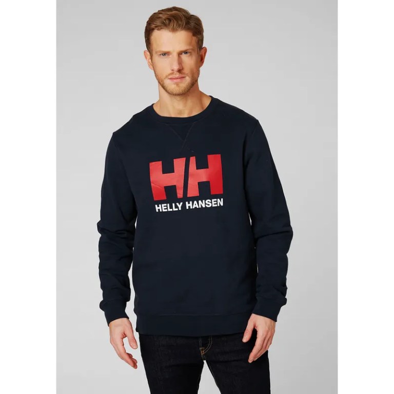 Padmore & Barnes Helly Hansen Mens Logo Crew Sweatshirt – Navy