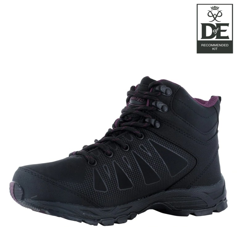 Padmore & Barnes Hi-Tec Ladies Raven Mid Hiking Boot – Black/Grape Wine