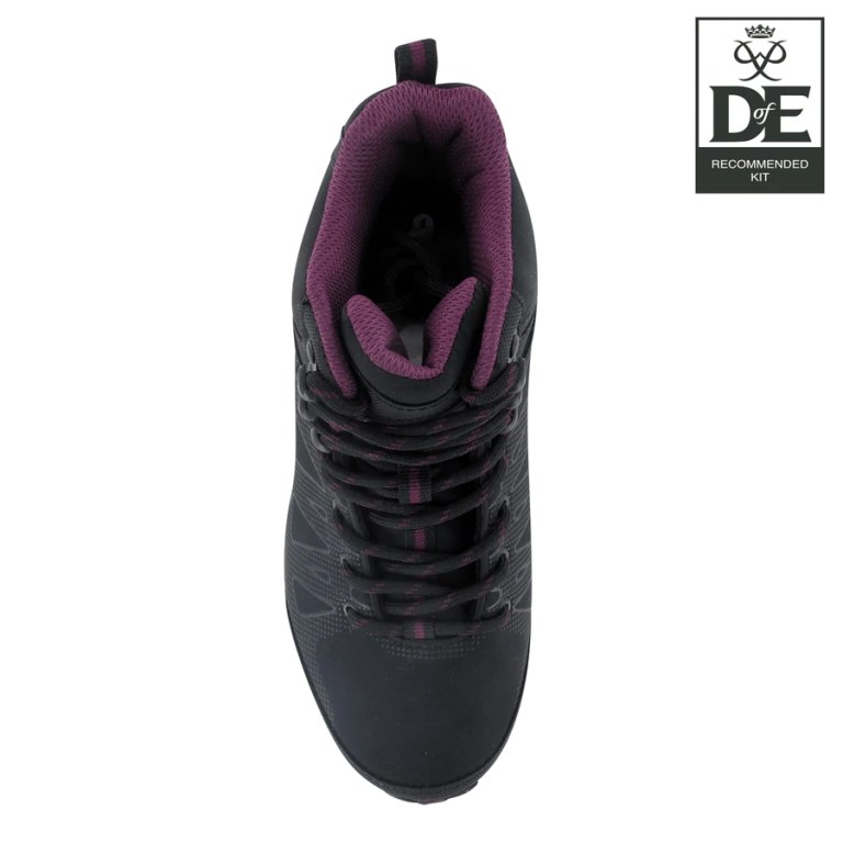 Padmore & Barnes Hi-Tec Ladies Raven Mid Hiking Boot – Black/Grape Wine