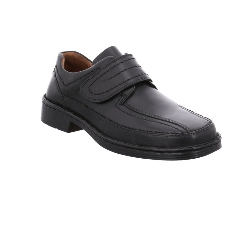 Padmore & Barnes Josef Seibel Mens Bradford Velcro Strap Shoe – Black