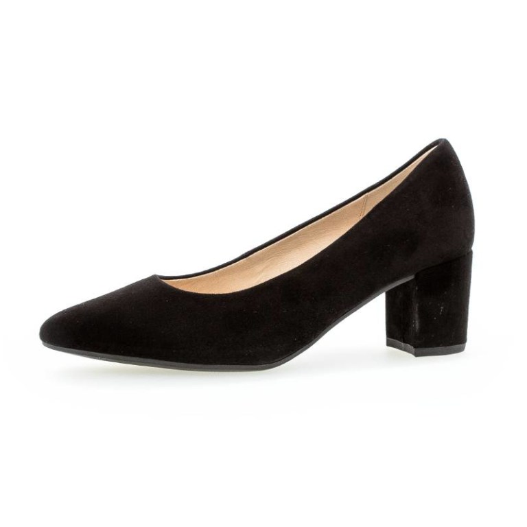 Padmore & Barnes Gabor Ladies Court Shoe – Black Suede