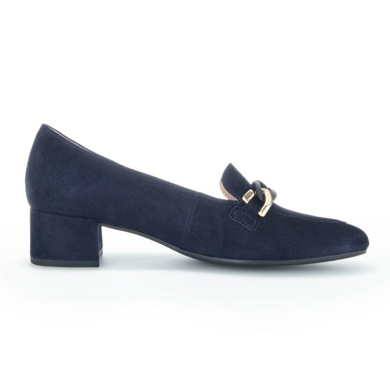Padmore & Barnes Gabor Ladies Court Shoe – Navy Suede