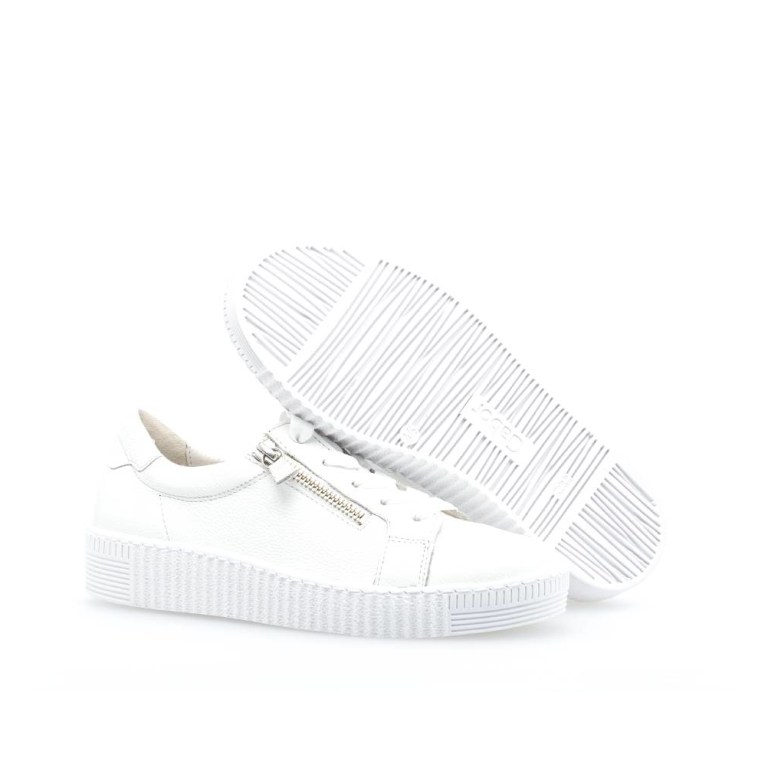 Padmore & Barnes Gabor Ladies Laced Trainer – White