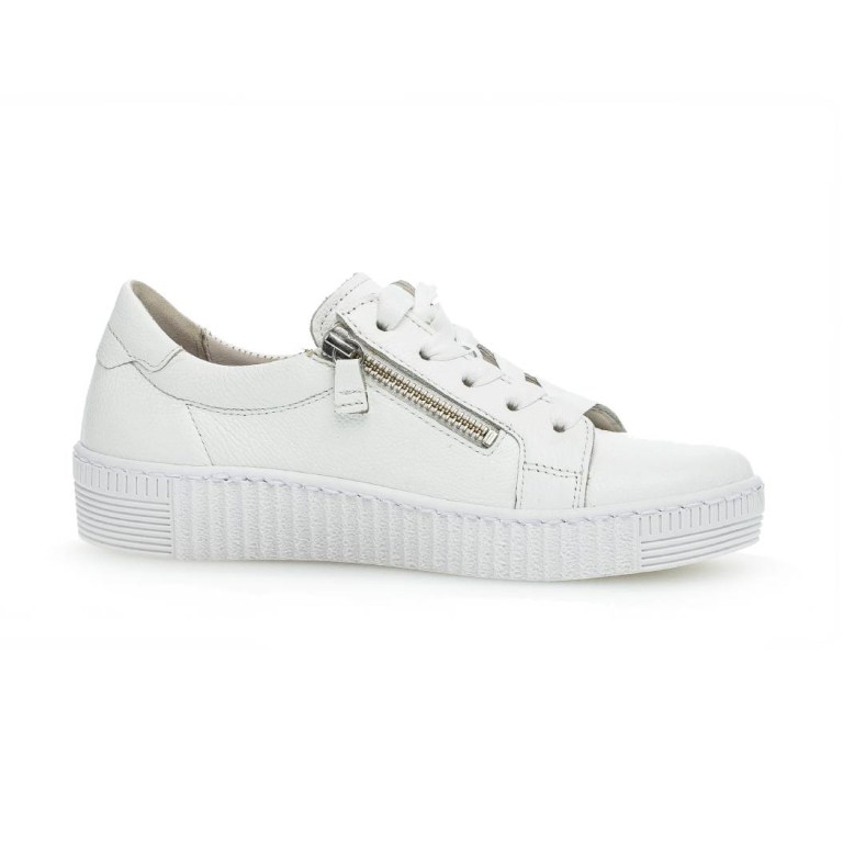 Padmore & Barnes Gabor Ladies Laced Trainer – White