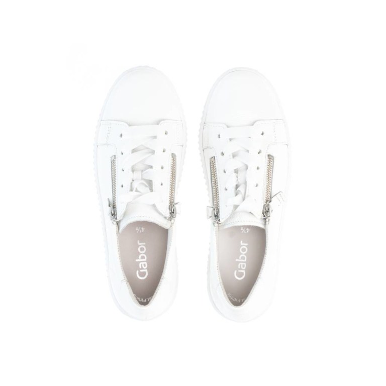 Padmore & Barnes Gabor Ladies Laced Trainer – White