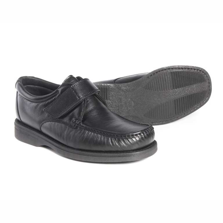 Padmore & Barnes Pinoso 5660 Mens Velcro Comfort Shoe – Black