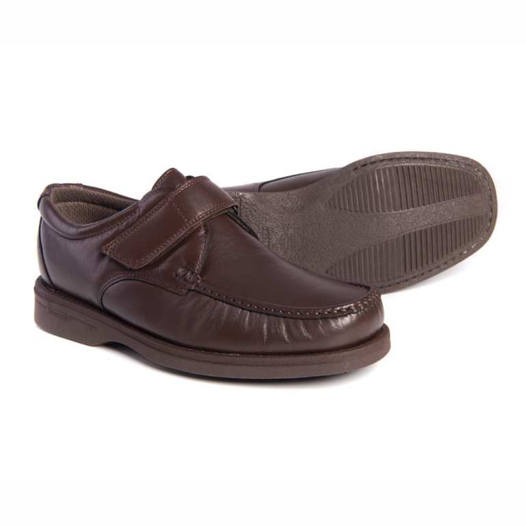 Padmore & Barnes Pinoso 5660 Mens Velcro Comfort Shoe – Brown