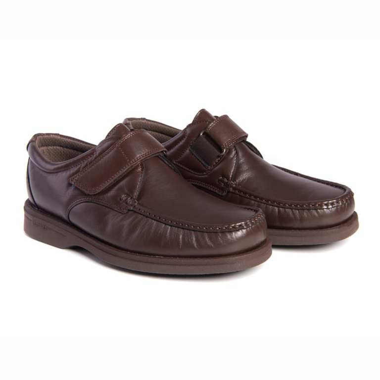 padmore & barnes Pinoso 5660 Mens Velcro Comfort Shoe – Brown