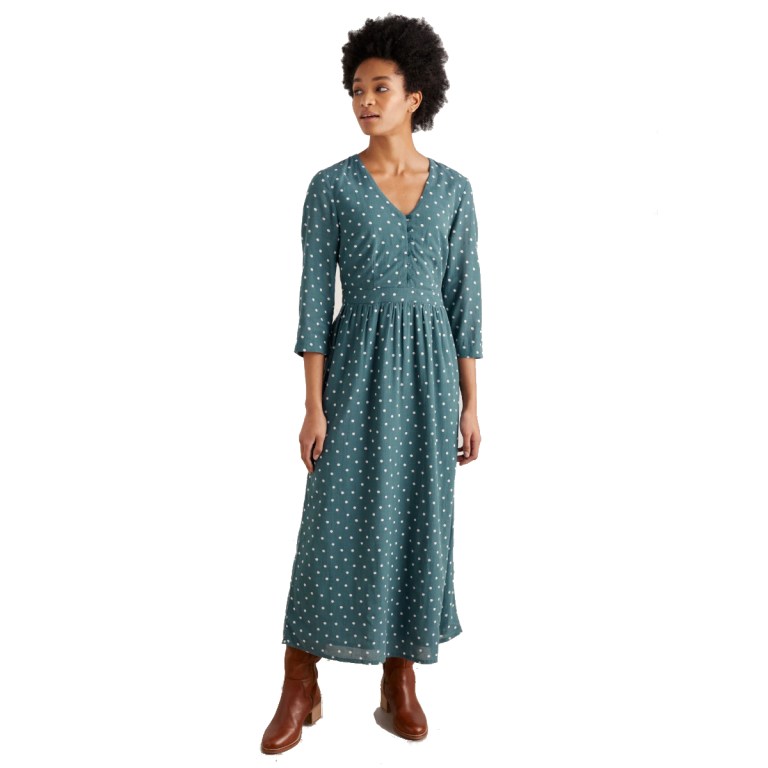 padmore & barnes Seasalt Ladies 3/4 Feather Slate Dress – Little Sponge Spot Dusky Jade