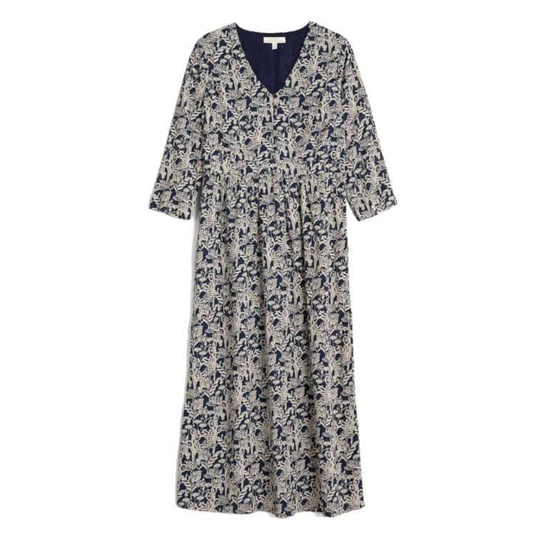 Padmore & Barnes Seasalt Ladies 3/4 Feather Slate Dress – Printed Seed Heads Magpie