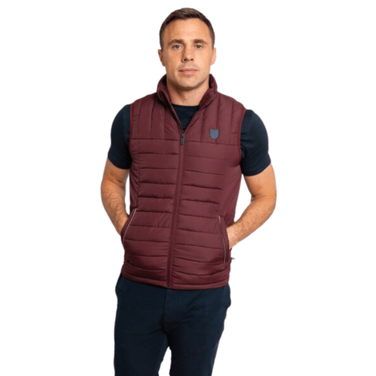 padmore & barnes XV Kings Mens Grenoble Sleeveless Jacket -Crimson