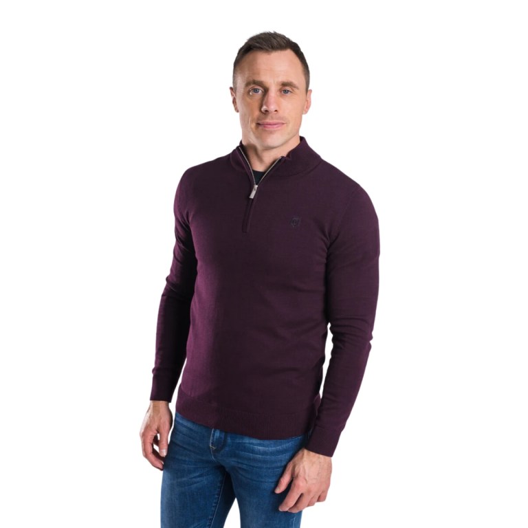 padmore & barnes XV Kings Mens Petersham Half Zip – Cabernet