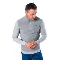 padmore & barnes XV Kings Mens Strike 1/4 Zip Sweater – Stone