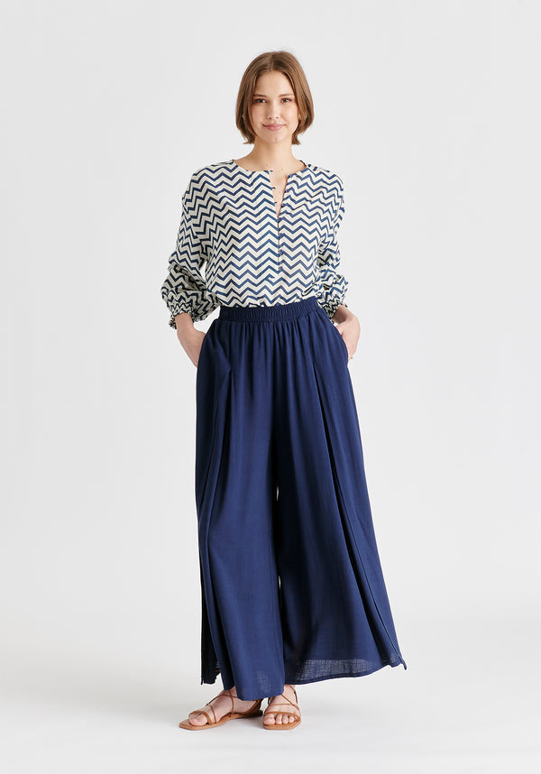 Paisie Flowy Palazzo Trousers With Open Front Splits
