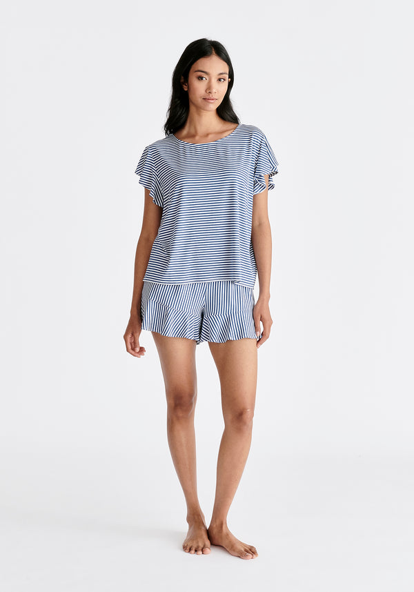 paisie Frill Pyjama T-Shirt Set with Matching Overnight Pouch